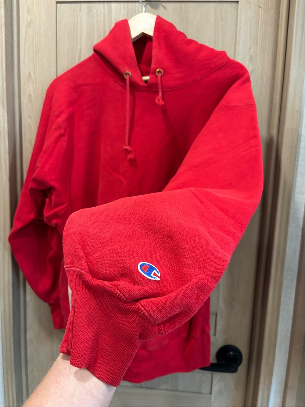 Vintage Champion 80s 90s Reverse Weave Warmup Hoodie Sweatshirt USA L Red Y2K
